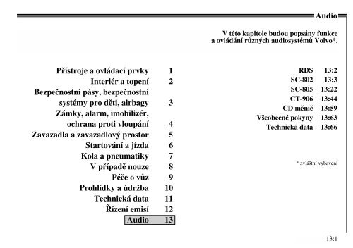 Kapitola PÅÃ­stroje a ovlÃ¡dacÃ­ prvky 1 VnitÅnÃ­ prostor a topenÃ­ 2 ... - Volvo