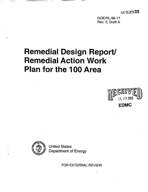 Remedial Action Work Plan for the 100 Area - Hanford Site