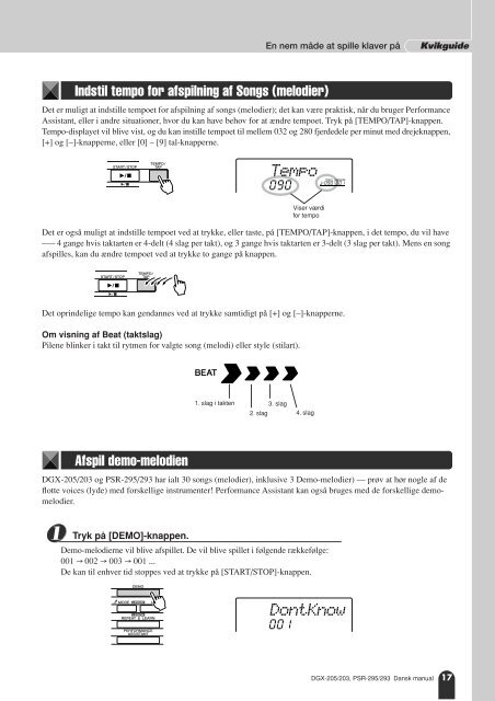 DGX-205/203, PSR-295/293 Dansk manual - Yamaha Downloads