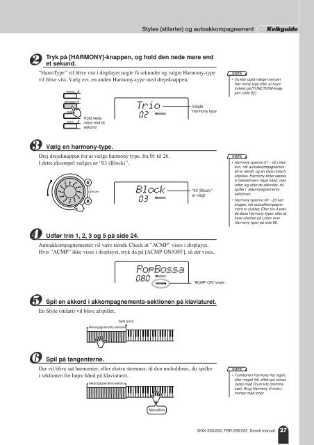 DGX-205/203, PSR-295/293 Dansk manual - Yamaha Downloads