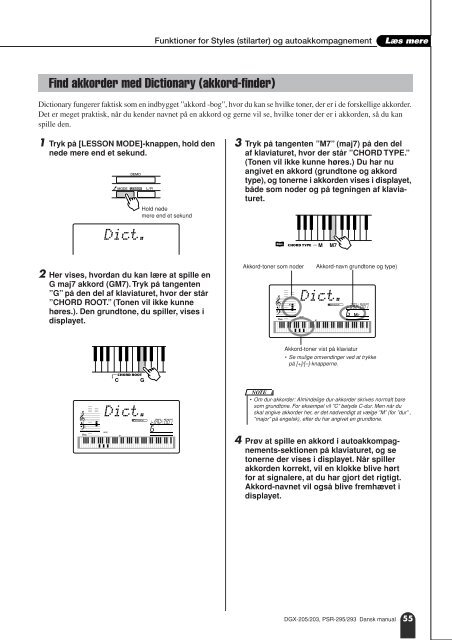 DGX-205/203, PSR-295/293 Dansk manual - Yamaha Downloads