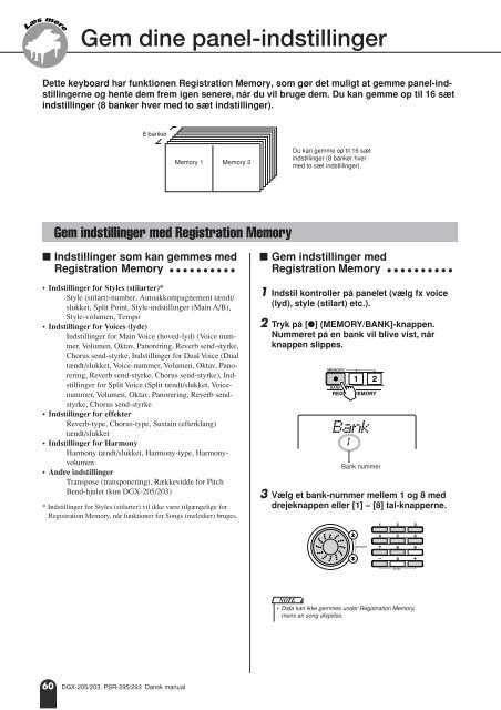 DGX-205/203, PSR-295/293 Dansk manual - Yamaha Downloads