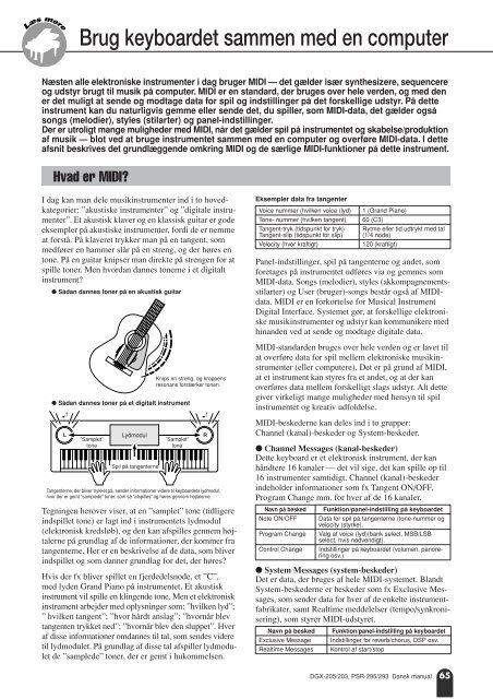 DGX-205/203, PSR-295/293 Dansk manual - Yamaha Downloads