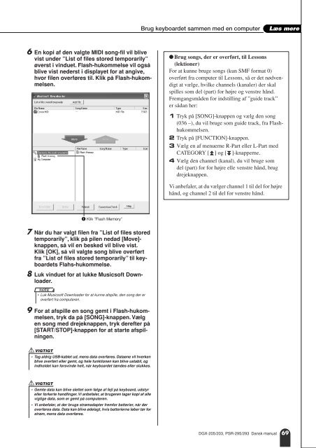 DGX-205/203, PSR-295/293 Dansk manual - Yamaha Downloads