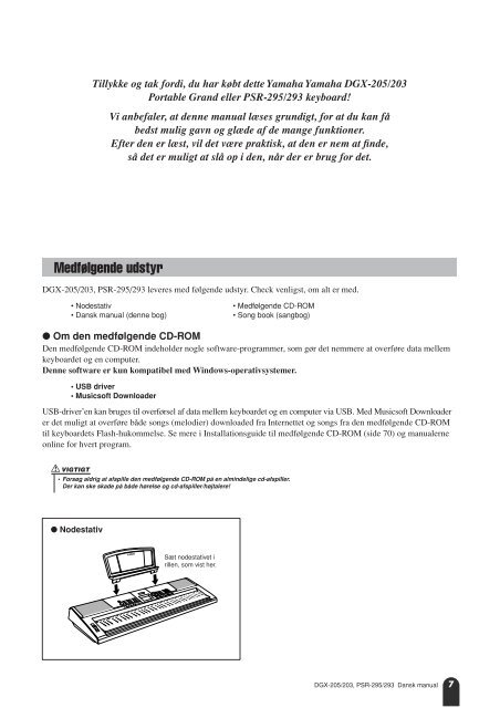 DGX-205/203, PSR-295/293 Dansk manual - Yamaha Downloads
