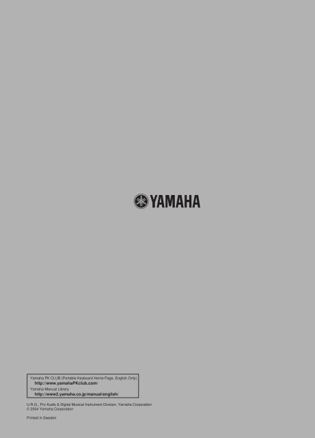DGX-205/203, PSR-295/293 Dansk manual - Yamaha Downloads