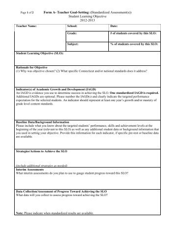 Form A- Teacher Goal-Setting: (Standardized Assessment(s ...