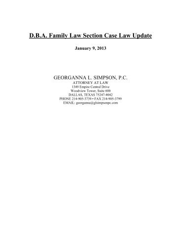 D.B.A. Family Law Section Case Law Update - Dallas Bar Association