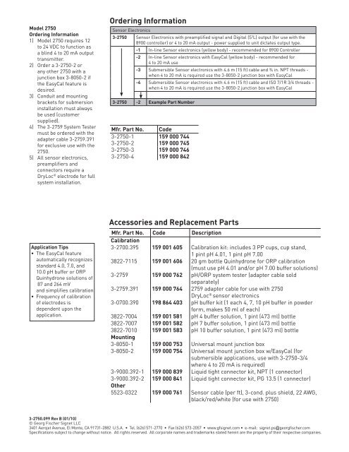 Signet 2750 DryLocÂ® pH/ORP Sensor Electronics - KTH Sales, Inc.