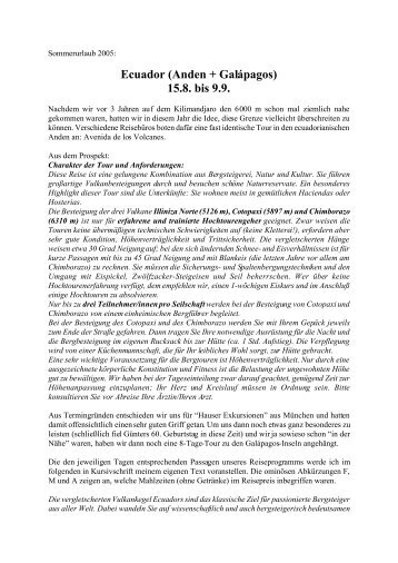 Ecuador (Anden + GalÃ¡pagos) 15.8. bis 9.9.