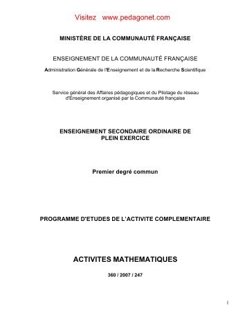 Programme de Math - PedagoNet