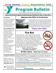 Sample Summer Program Bulletin - YMCA of the Rockies