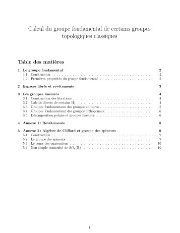 Calcul du groupe fondamental de certains groupes topologiques ...