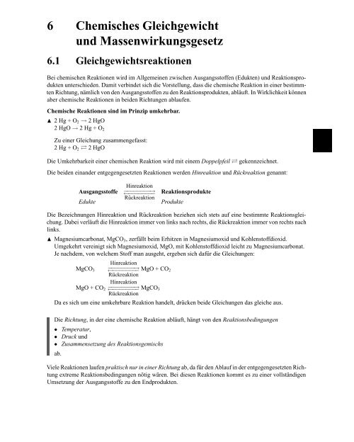 6 Chemisches Gleichgewicht und Massenwirkungsgesetz