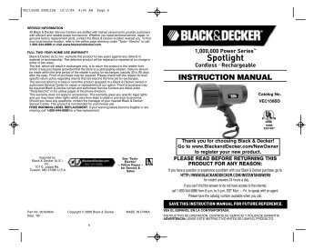 VEC156BD ENGLISH - Black & Decker ServiceNet
