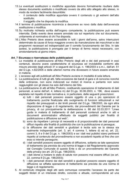 Regolamento Albo pretorio on line - Comune di Ortona