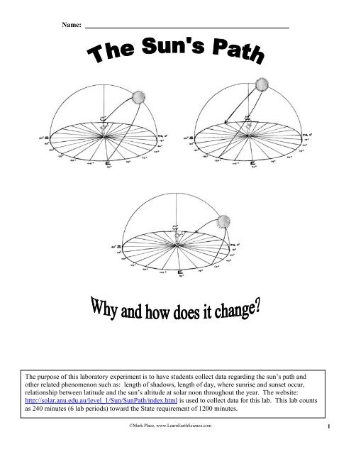 Sun's Path Lab - Learn Earth Science