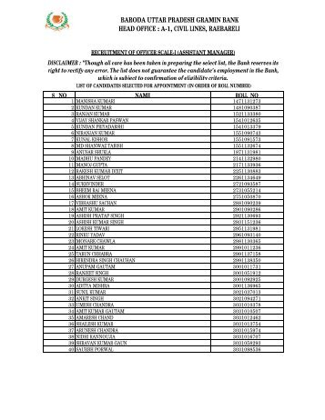 baroda uttar pradesh gramin bank head office : a-1, civil lines