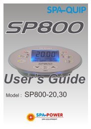 SP800 manual - West Coast Spas