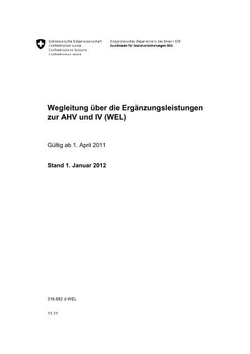 Wegleitung ÃƒÂ¼ber die ErgÃƒÂ¤nzungsleistungen zur AHV und IV (WEL)