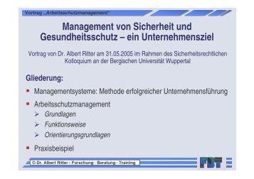 Vortrag „Arbeitsschutzmanagement“