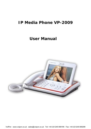 Yealink VP-2009 IP Media Phone User Manual ... - VoIPon Solutions