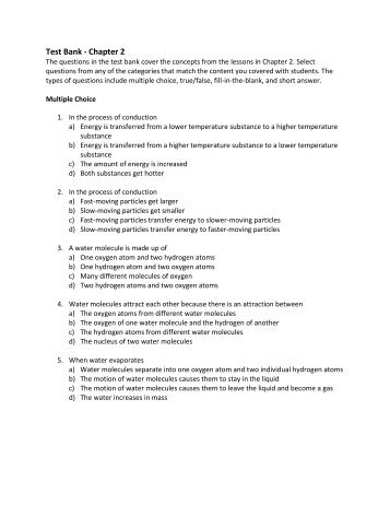 Test Bank - Chapter 2 - Middle School Chemistry