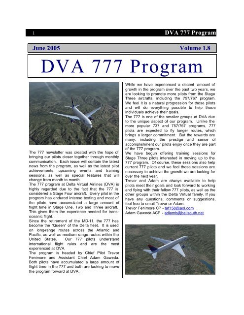 777 Newsletter Vol. 1.8 - Delta Virtual Airlines