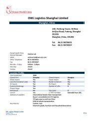 OWL Logistics Shanghai Limited - Ocean World Lines