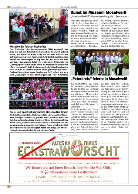 Gültig vom 01.08.- 31.08.2012 Verleih-Service - Der Karthäuser