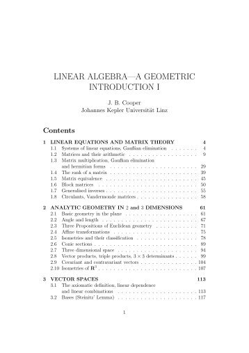 linear algebraâa geometric introduction i - Dynamics-approx.jku.at