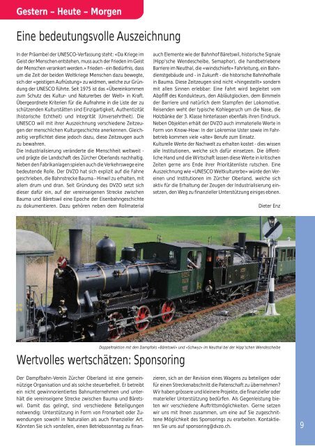 Gestern – Heute – Morgen - Dampfbahn-Verein Zürcher Oberland ...