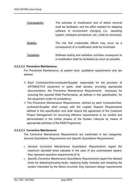 ERTMS/ETCS RAMS Requirements Specification Chapter 2 - RAM