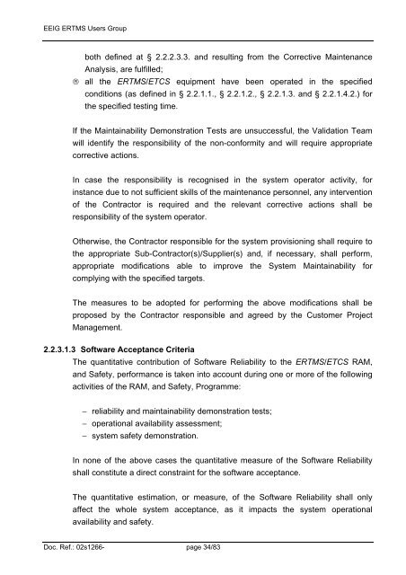 ERTMS/ETCS RAMS Requirements Specification Chapter 2 - RAM