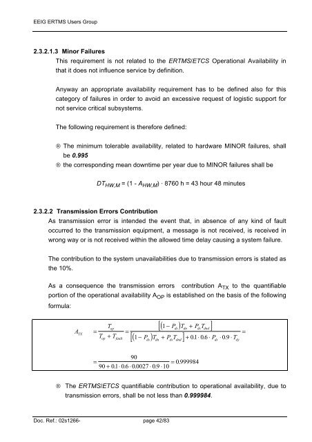 ERTMS/ETCS RAMS Requirements Specification Chapter 2 - RAM