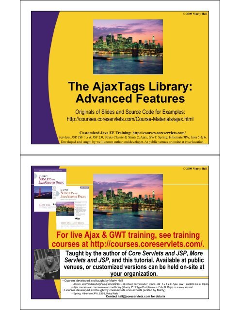 The AjaxTags Library: Advanced Features - Custom Training ...