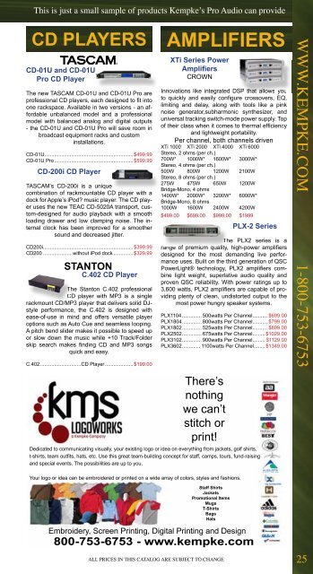 CHORAL MUSIC & PRO AUDIO - Kempke's Music Service