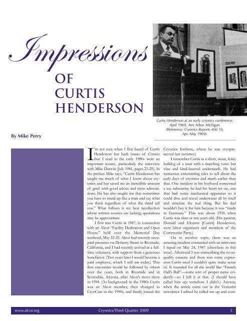 CURTIS HENDERSON - Alcor Life Extension Foundation