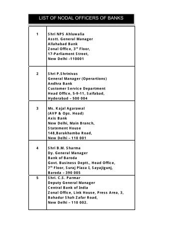 list of nodal officers of banks - Central Pension Accounting Office ...