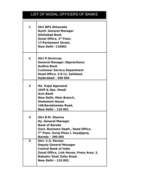 list of nodal officers of banks - Central Pension Accounting Office ...