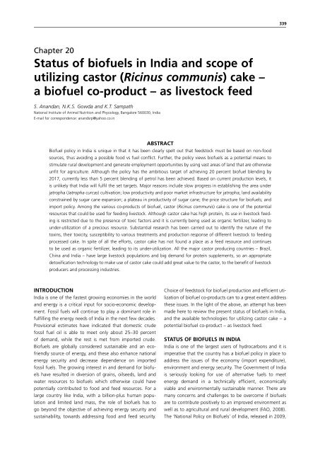 Biofuel co-products as livestock feed - Opportunities and challenges