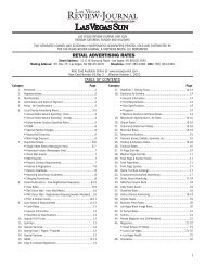 table of contents retail advertising rates - Las Vegas Review-Journal