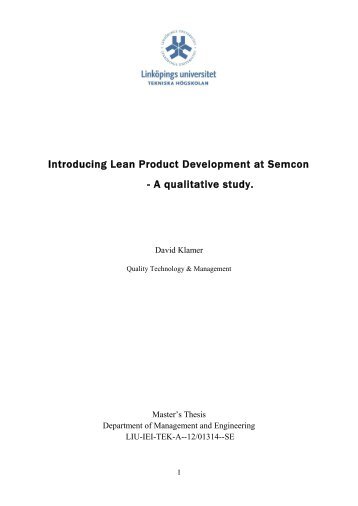 Introducing Lean Product Development at Semcon - A qualitative ...