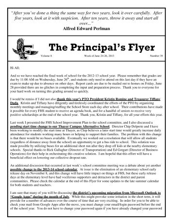 The Principal's Flyer - Framingham Public Schools