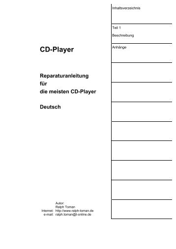 Handbuch CD-Player - Ralph Toman - CD-Player Reparatur CD ...