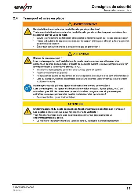 Manuel d'utilisation Postes de soudage - EWM Hightec Welding GmbH