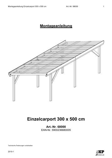 Montageanleitung Einzelcarport 300 x 500 cm Art. - K+P Holz-Shop
