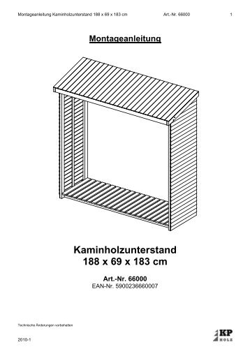 Kaminholzunterstand 188 x 69 x 183 cm - K+P Holz-Shop