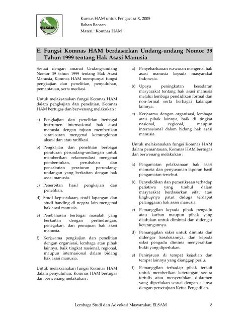 KOMISI NASIONAL HAK ASASI MANUSIA - Elsam