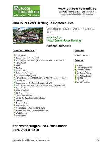 Urlaub im Hotel Hartung in Hopfen a. See - Outdoor-Touristik